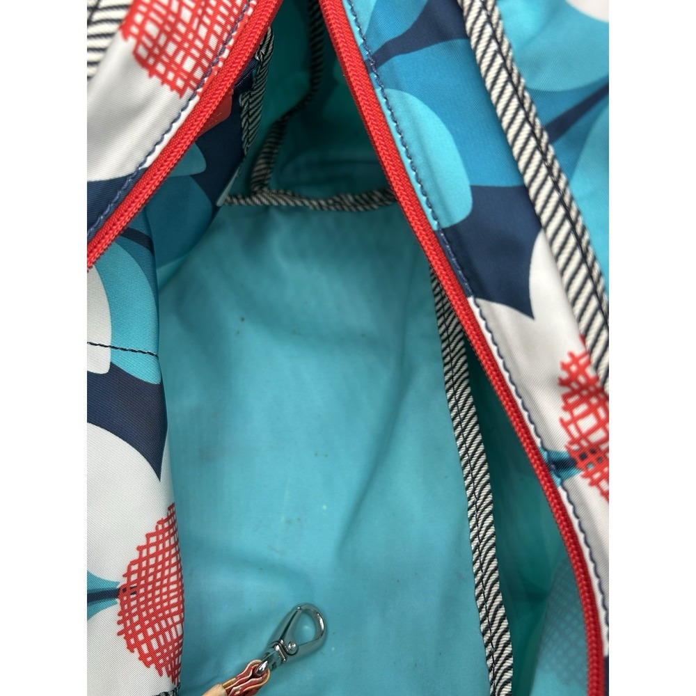 Fossil Keyper Floral Top Zip Shopper‎ Tote Handbag Blue Red Multicolor Purse - Picture 5 of 12